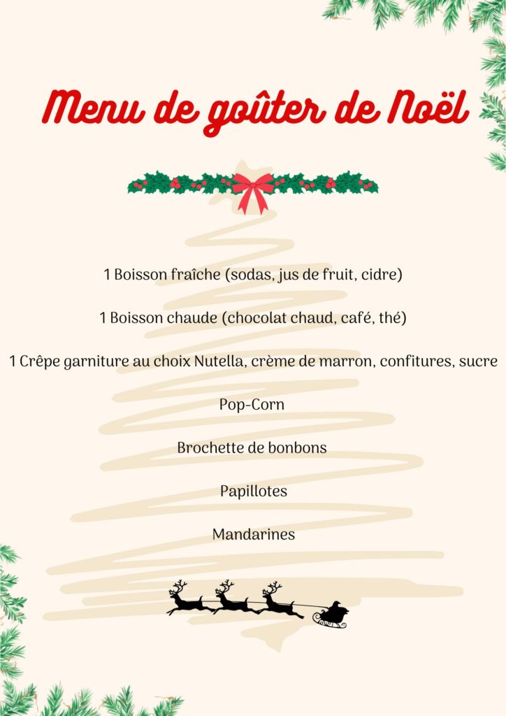 Menu du goûter de Noël - Domaine Hasta Luego Nimes